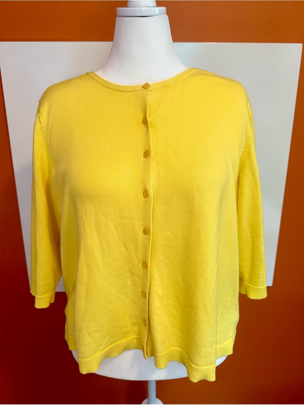 Coldwater Creek Yellow Button-Front Cardigan Sweater Size 2X